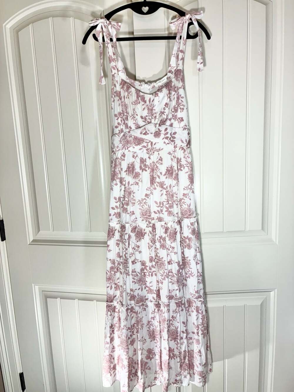 Altar'd State Tie Strap Maxi Dress White Pink Floral Size XL
